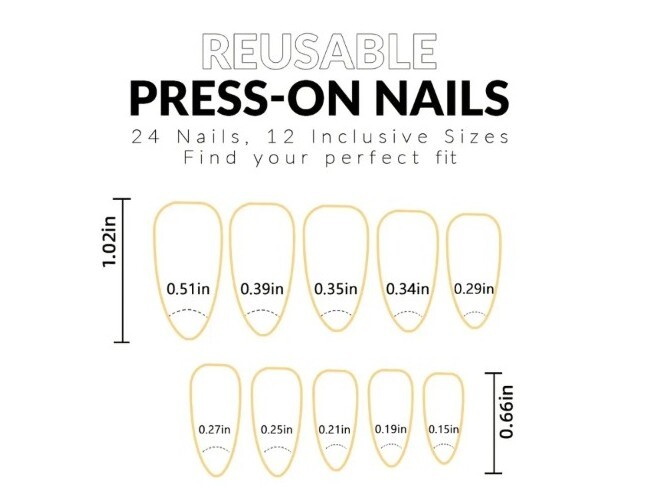 *Brand New* Black White Diamond Glitter Press On Fake Nails – Reusable!