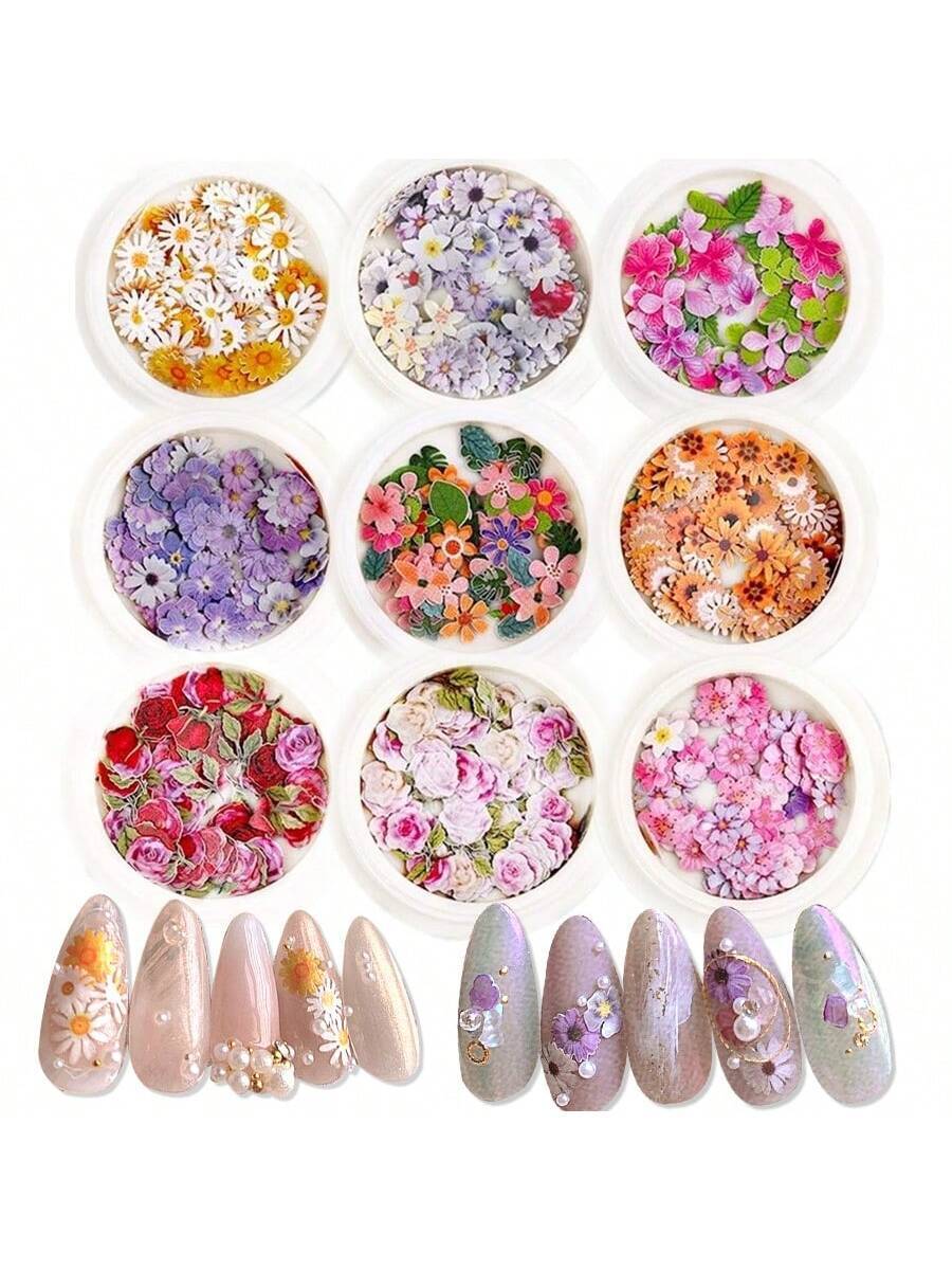 1box Purple Flower Shaped Nail Art Decoration Nail Art Charms Manicure