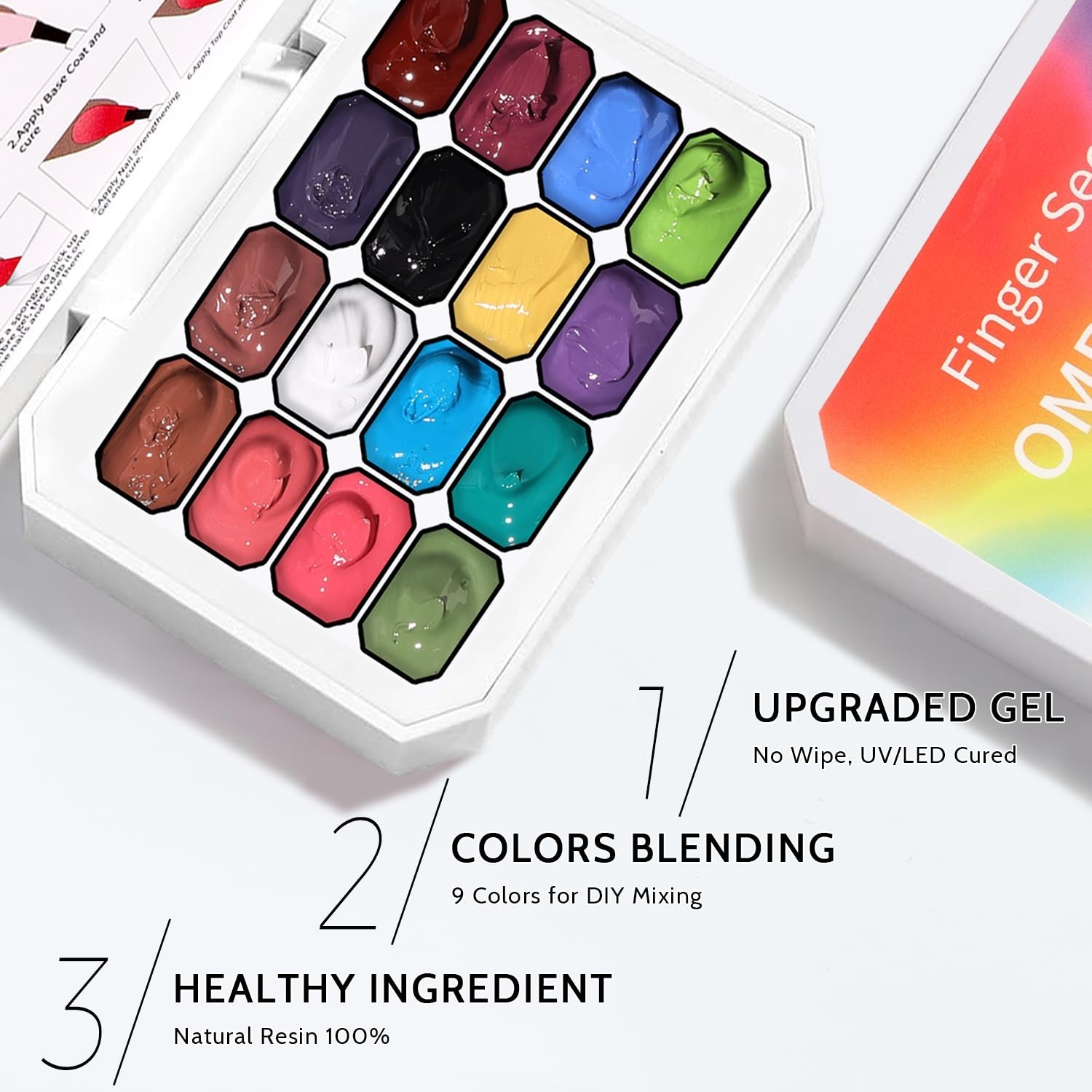 Ombre Nail Gel Set – Gradient Blush & Floral Art, No Wipe, UV/LED Curing, 16 Col