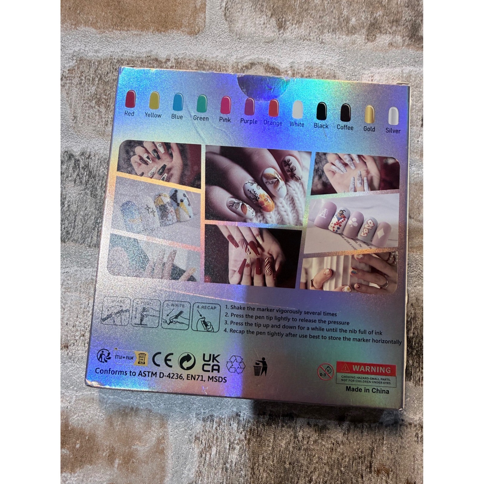 12 Color Nail Art Marker Set 0.5mm Fine Tip Water Based Quick Dry DIY Design Pen
