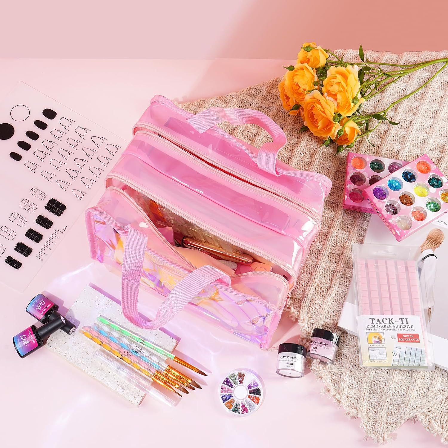 Nail Kit for Beginners with Everything, Practice Hand & Holo Storage Bag | Compl
