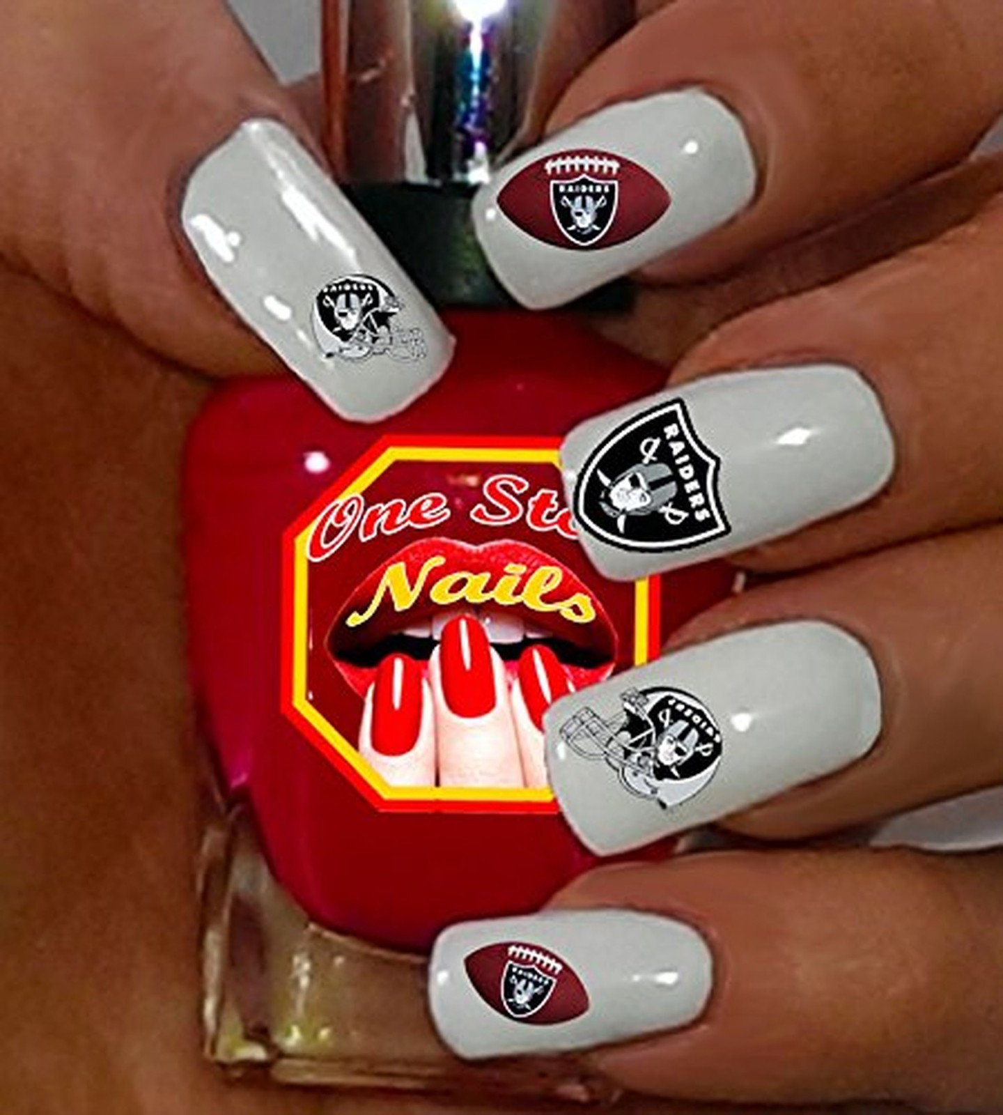 Oakland Raiders clear vinyl PEEL’n’STICK nail art decals/sticker CV-NF-OR001