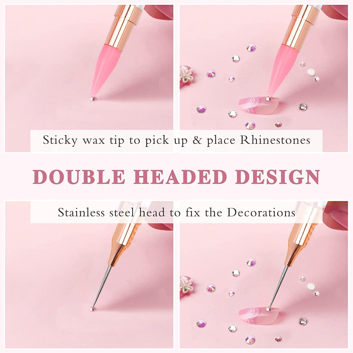 Dual End Rhinestone Pen Tool Wax Tip Dotting Pen Picker Gems Crystal Applicator
