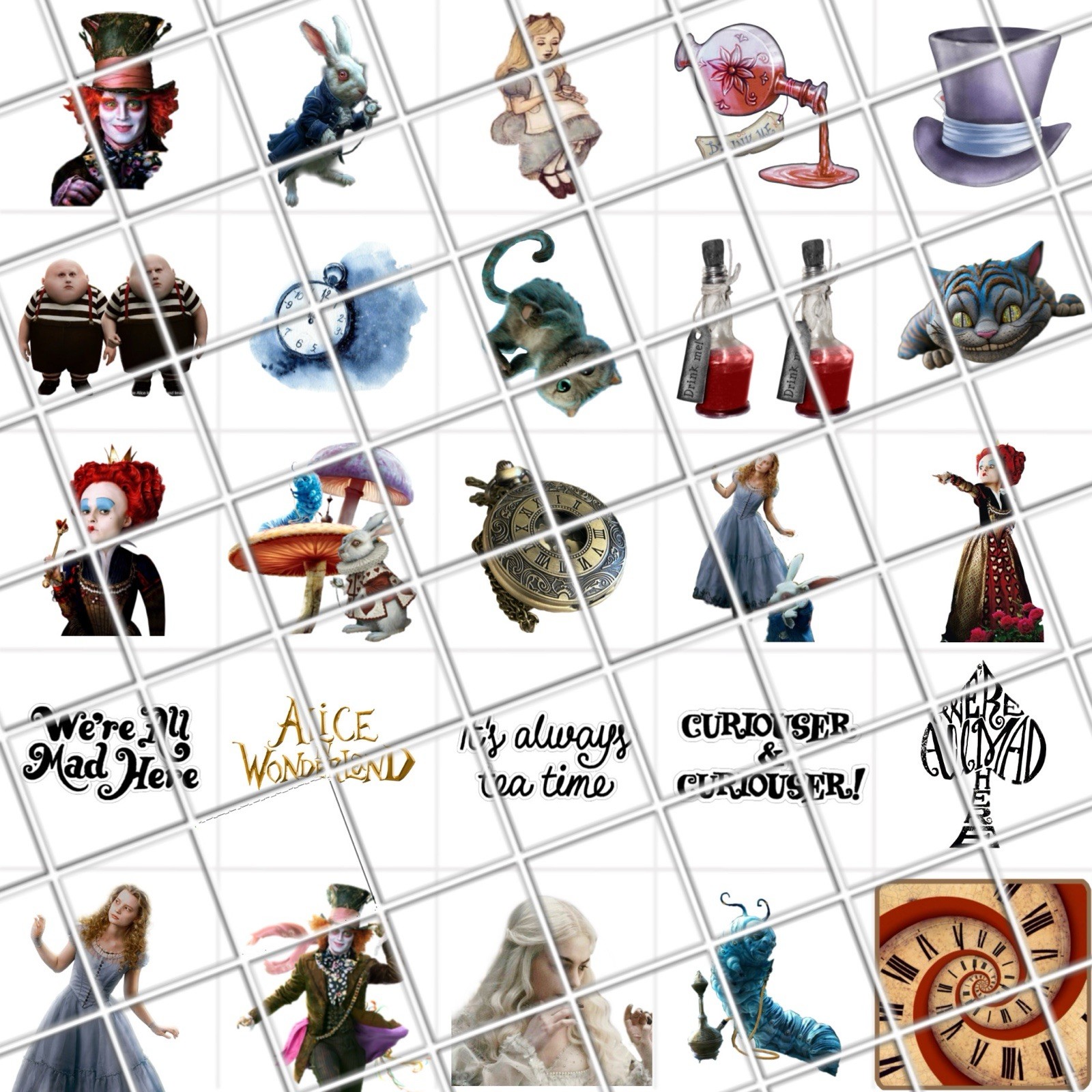 Alice In Wonderland Waterslide Nail Art Decals Set Of 50 Instructions & Bonus