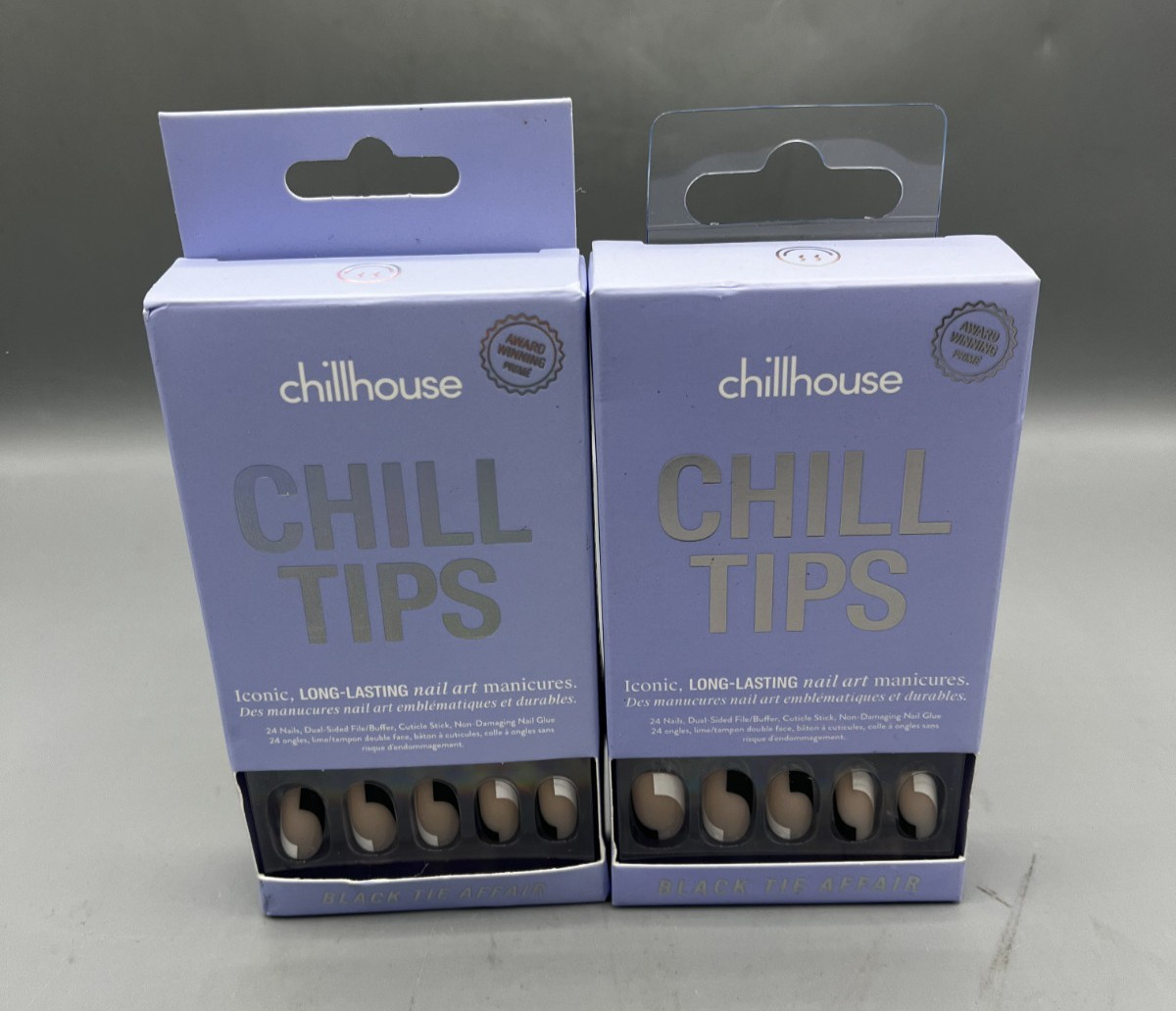 Lot Of 2 Chillhouse Chill Tips Black Tie Affair Press On Nails 24 Count NEW