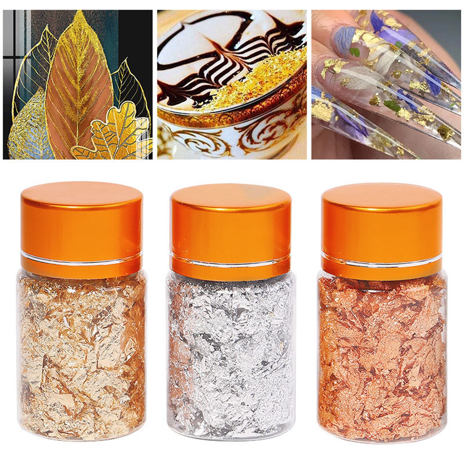 1-3 Bottles Golden Foil Flakes Gilding Flakes Made Of Tinfoil For Metallic MVML