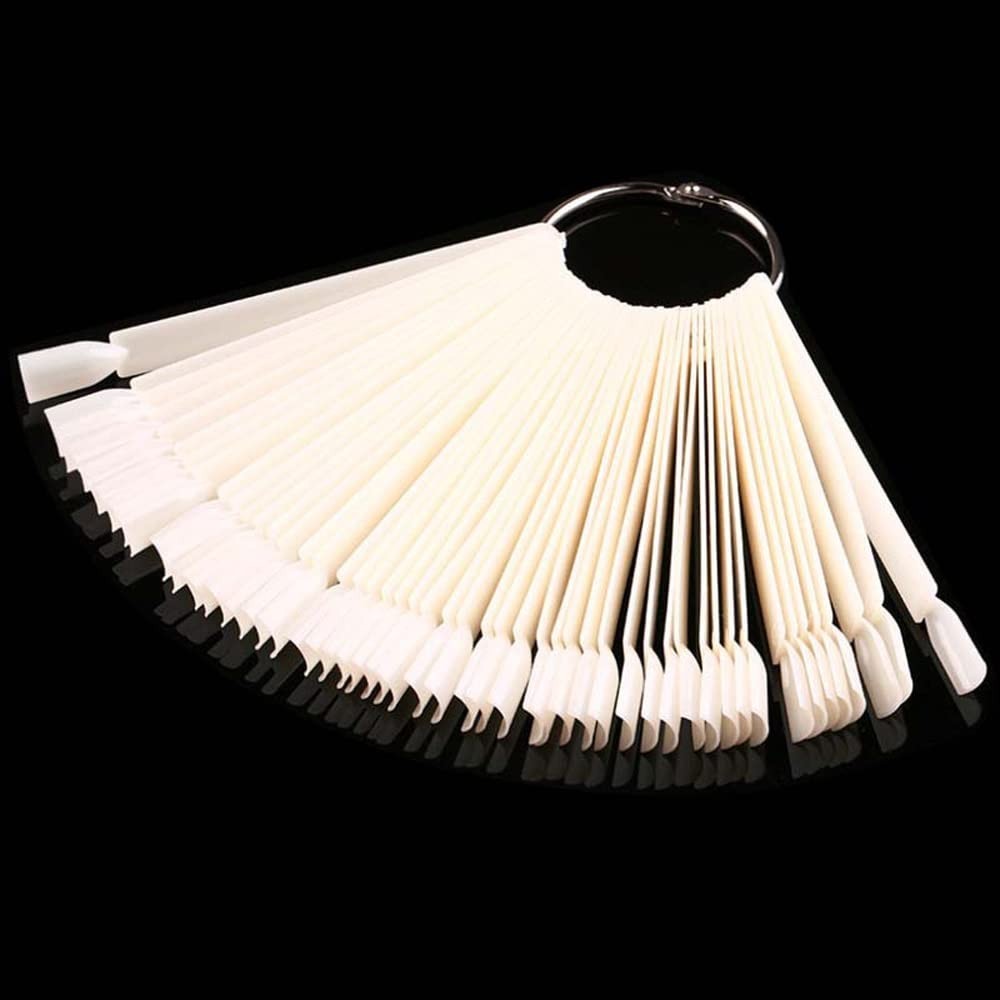 50 Pcs Smooth Glossy Nail Display Sticks with Convenient Ring for Organization