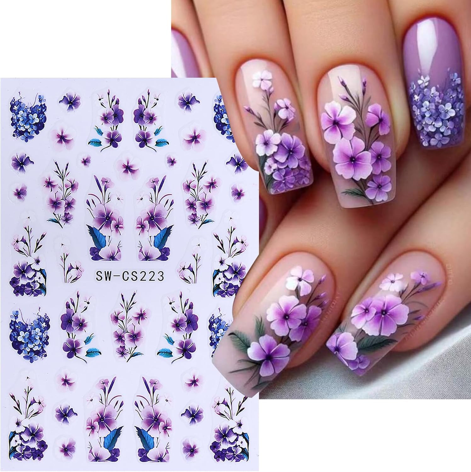 Calcomanias de Flores para Unas 12 Hojas Mariposa Disenos 3D Pinzas Adhesivas