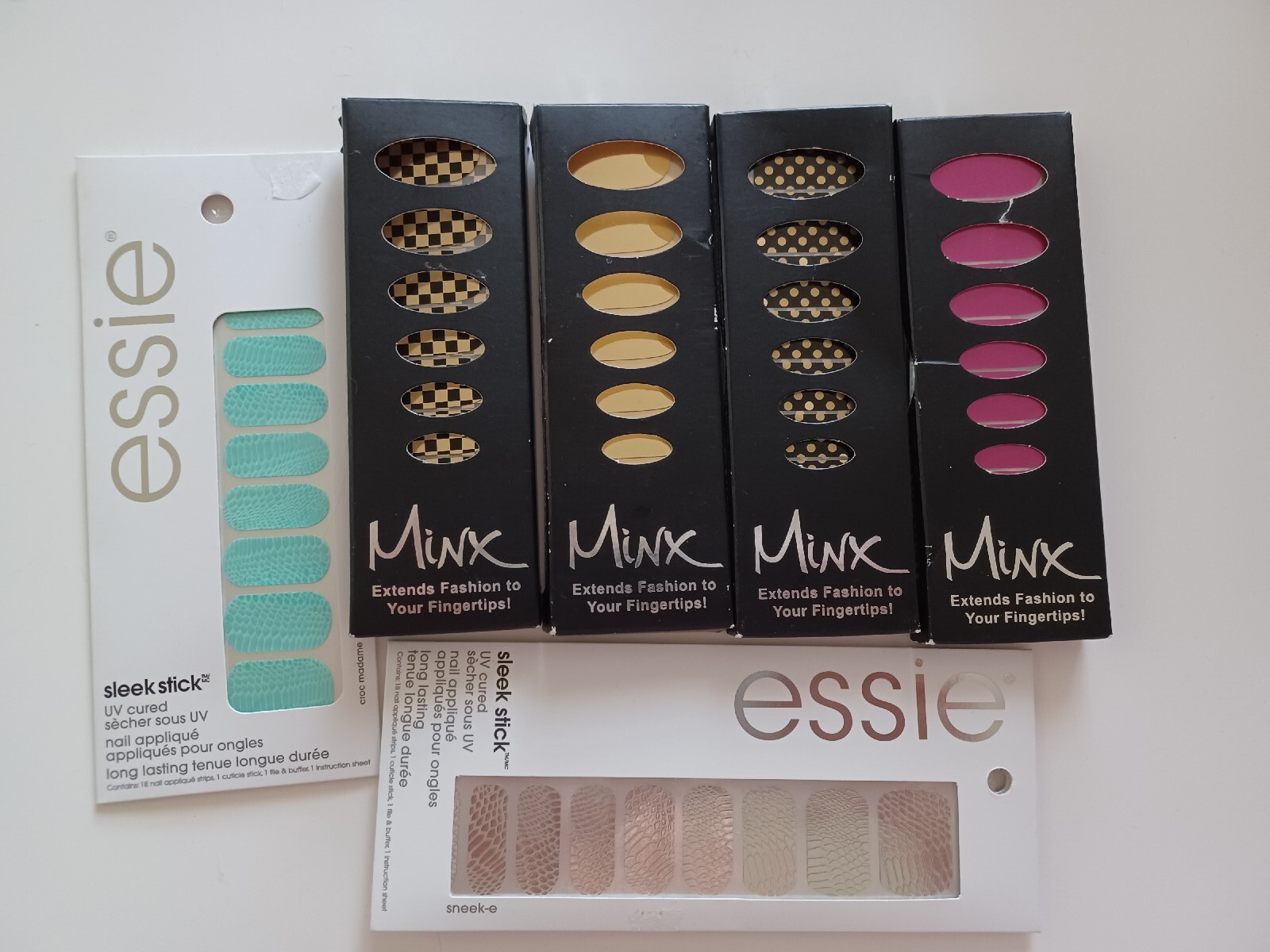 Essie & Minx Foil Nail Cover Nail Art Sticker Manicure Wraps Lot of 6 packages