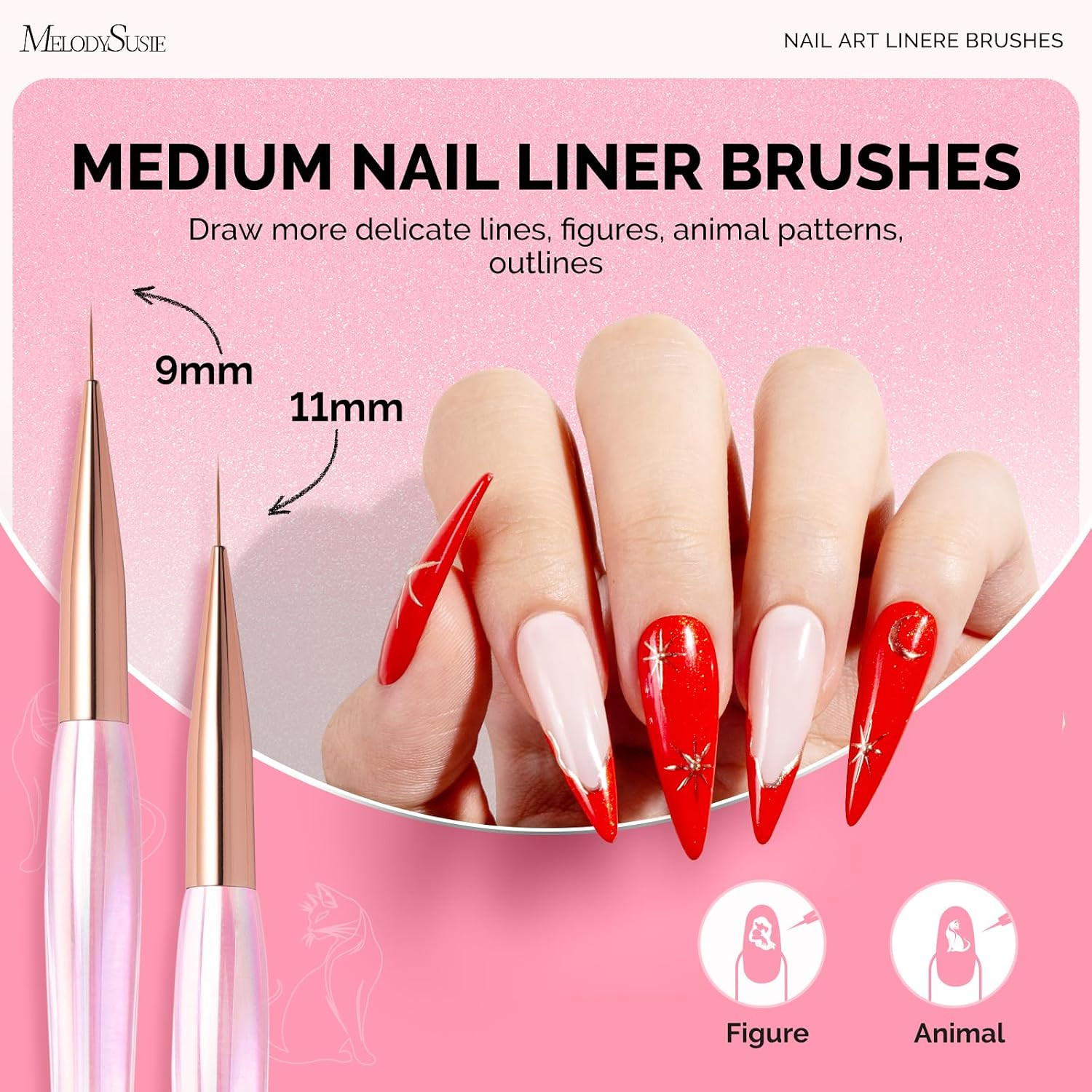 5Pcs Nail Art Liner Brushes with Nail Brush Holder | Gel Polish Painting Art Des