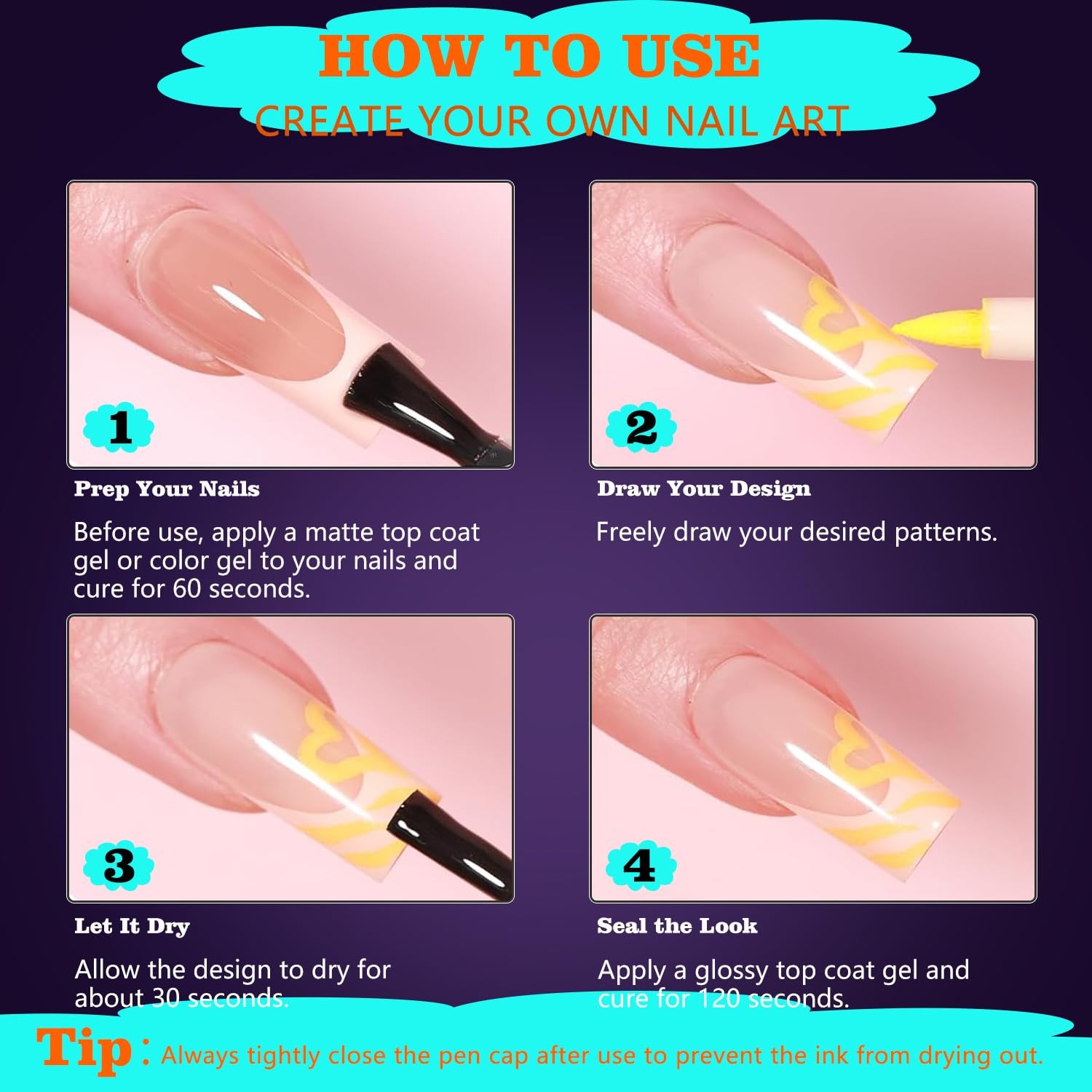 Nail Art Pens Set,12 Colors Double-Ended Nail Polish Markers Pens for 3D Nail…