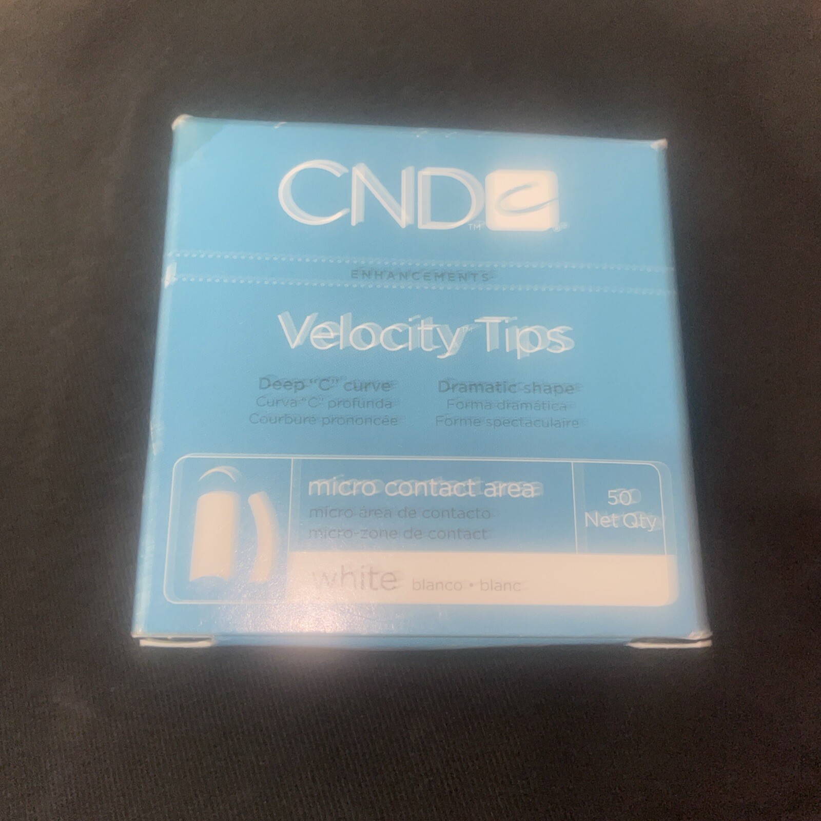 CND Nail Velocity Tips – WHITE #4 or #8 – 50 Count – Deep C Curve