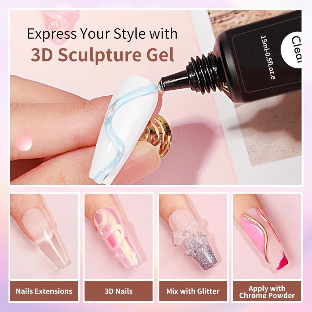 3D Nail Art Sculpting Gel Clear DIY Manicure Modeling Glue for Nail Designs