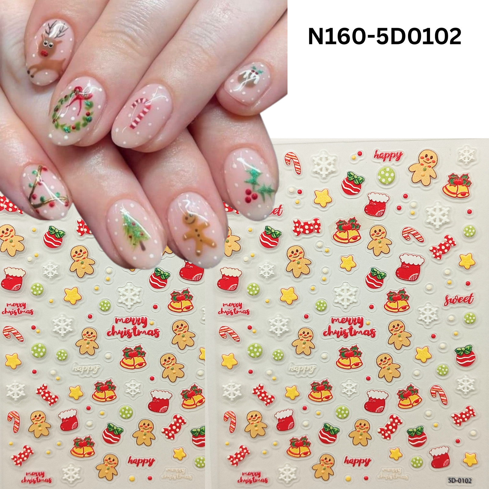 5D Festive Nail Stickers – Winter Christmas Party Nail Designs