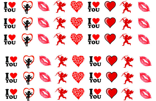 Valentine’s Day Nail Art Stickers Transfers Decals Set of 54 – A1370