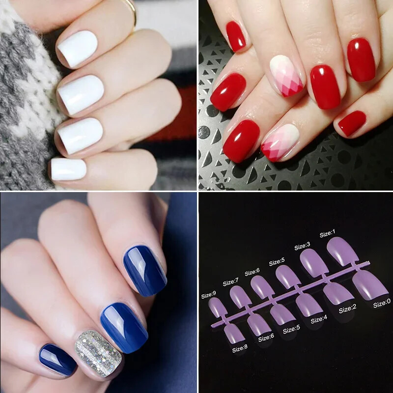 600pcs/pack Full Cover Acrylic Nail Tips Square Shape False Nail Tips 10 Sizes
