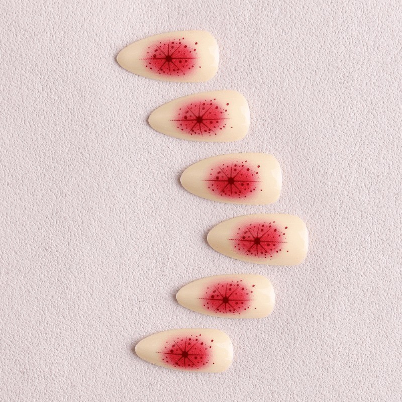 48 Pieces of Pink and White Applied Fake Nails, Removable and Reusable Nail Art
