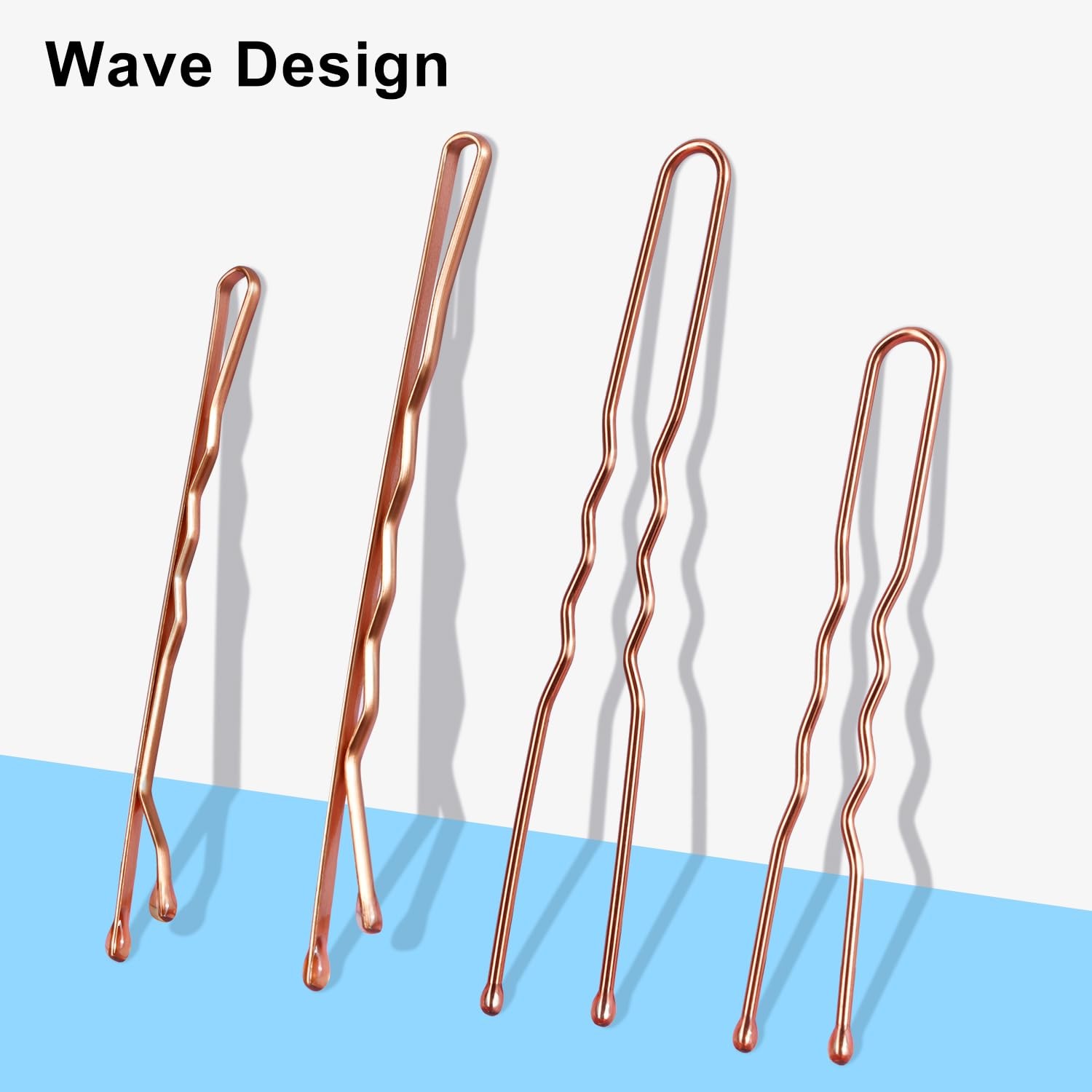 TsMADDTs Hair Pins, 200 pcs Rose Gold Bobby U Shaped Pins D-Rose