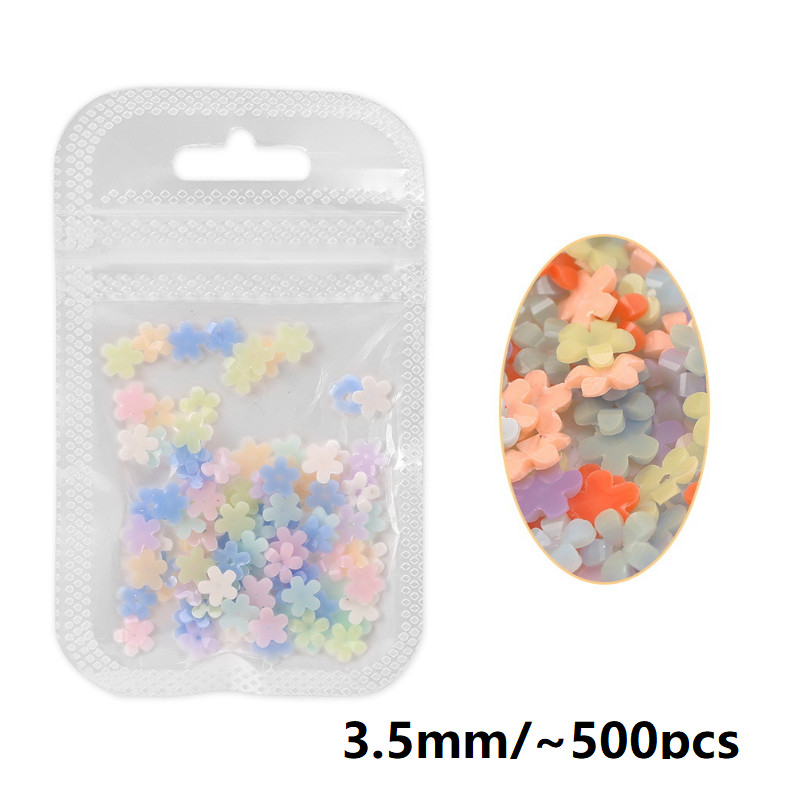 Mixed Nail Art Manicure 3D Color Change Five-Petal Flower Nails Gem Decors NH25