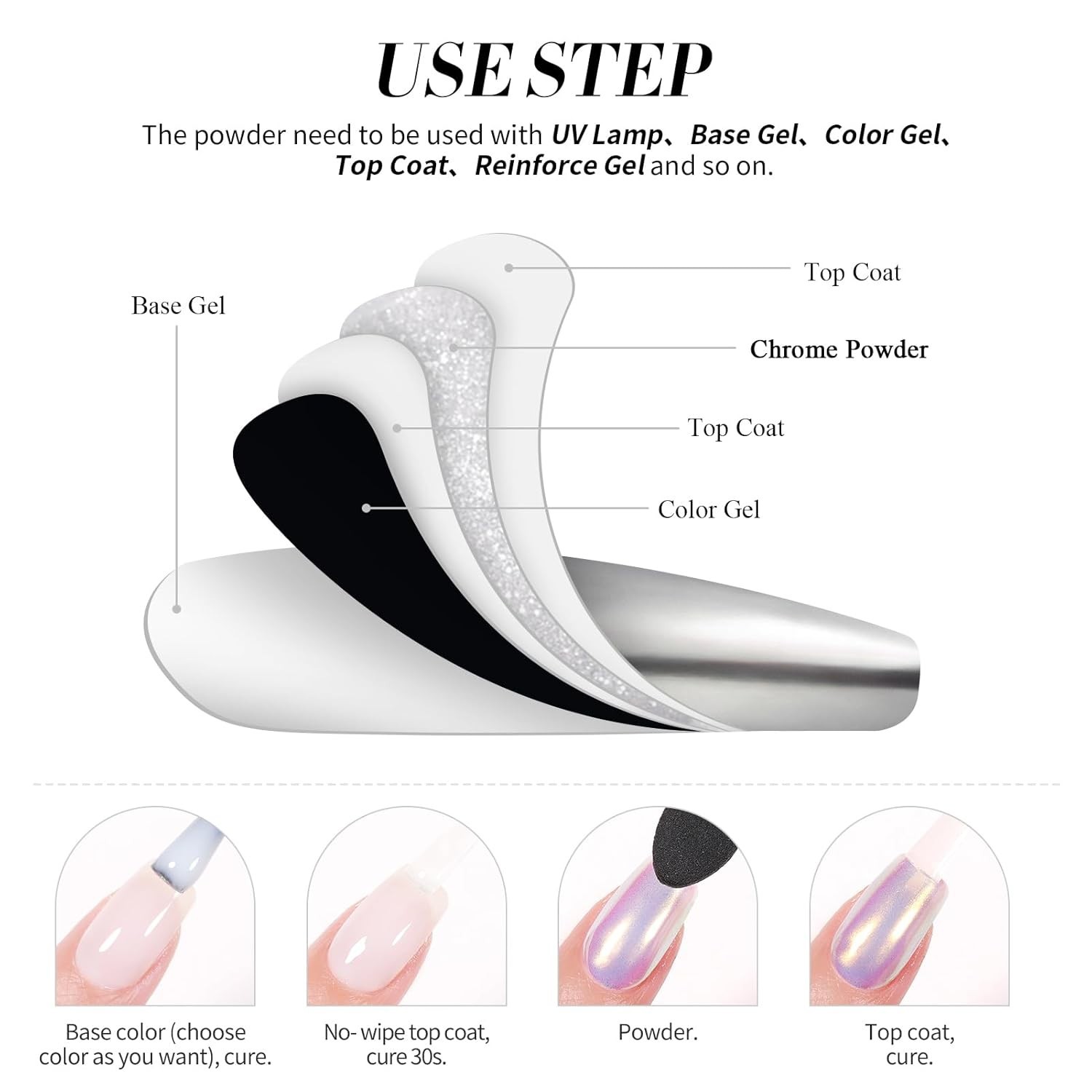 Elegant White Iridescent Nail Powder – Perfect for All Nail Types and Styles