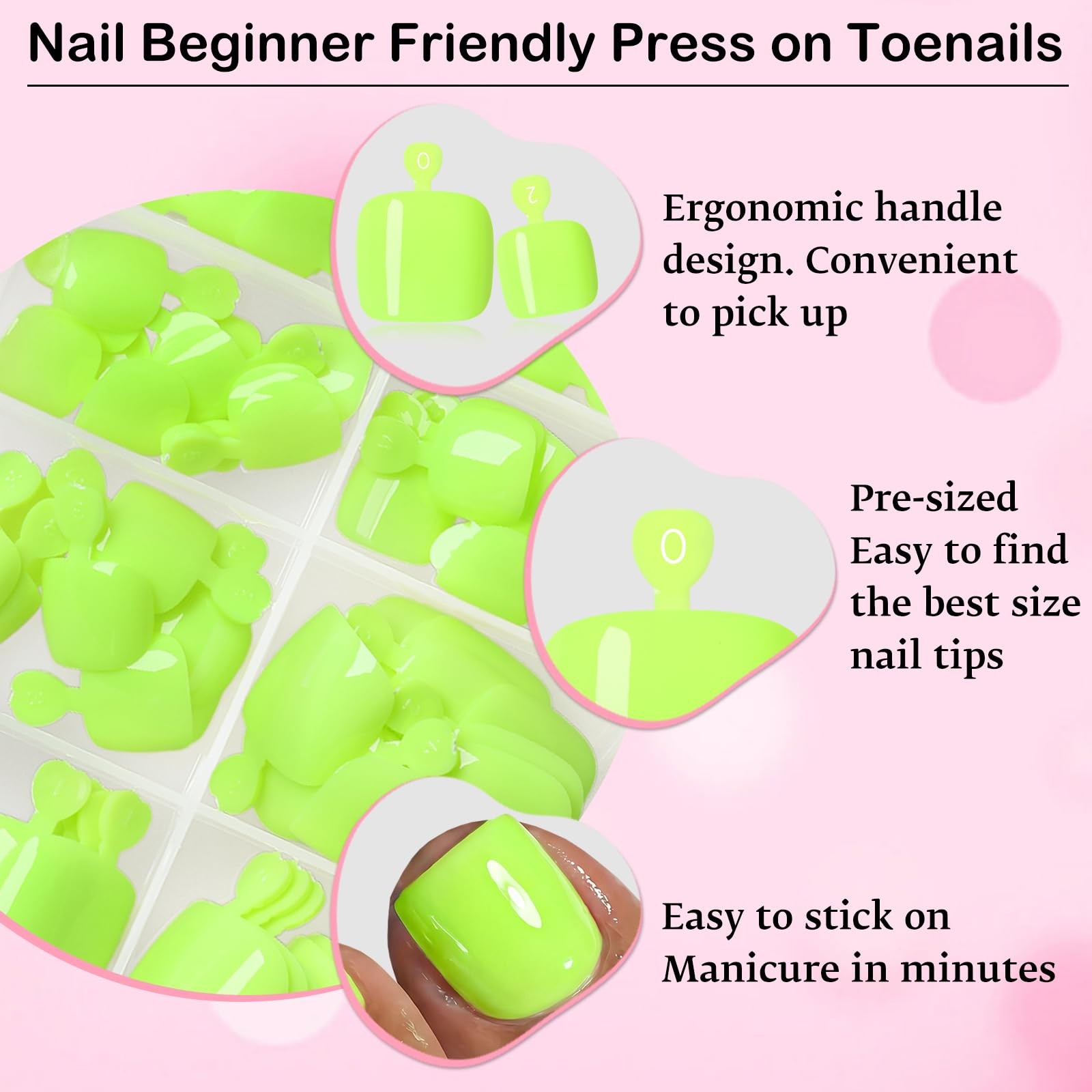 120pc Press on Toenails Women Fake Toe Nail Press ons Pedicure with Glue, Lim…