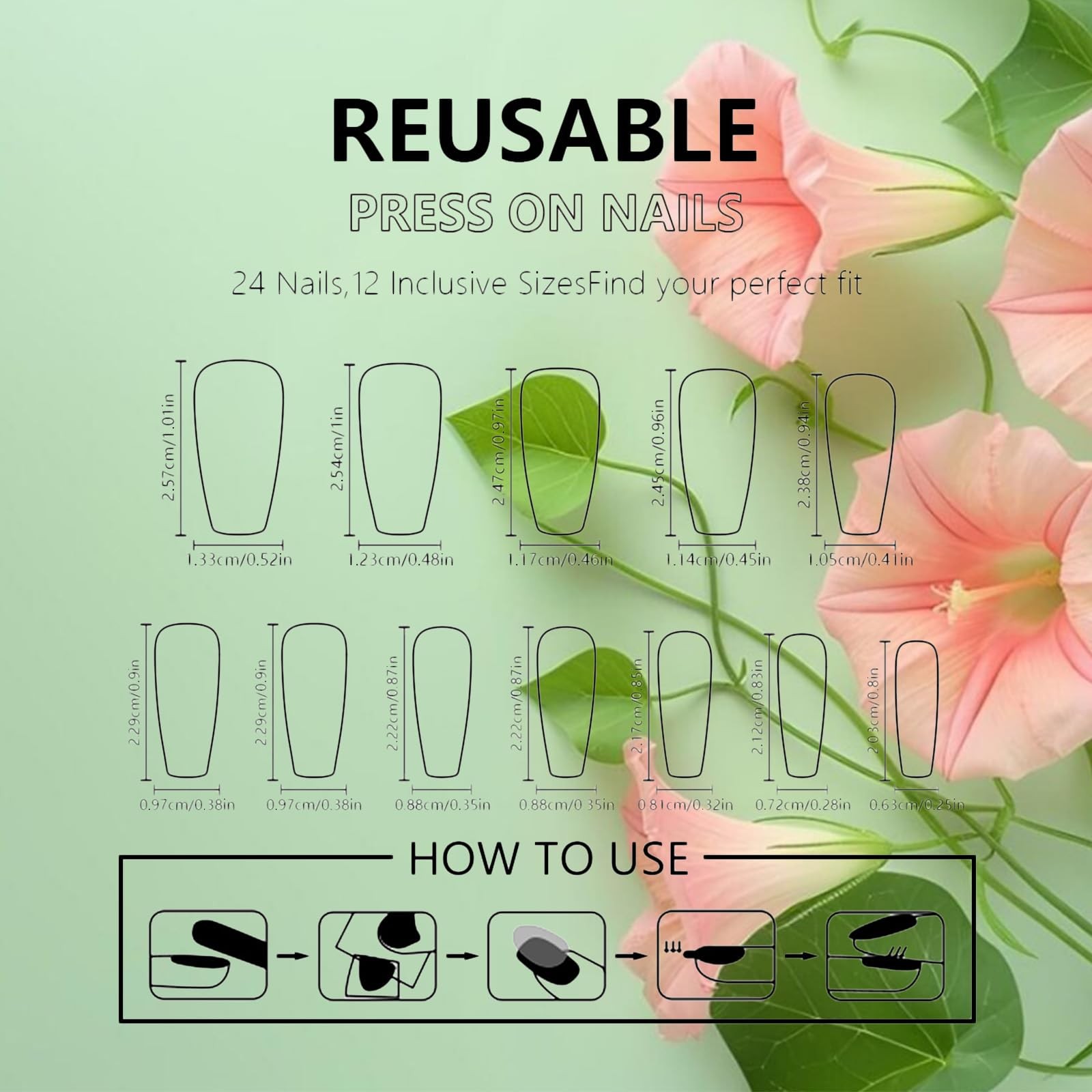24Pcs Flower Press on Nails Wild Flower Acrylic Full Cover Fake Nails Yellow …