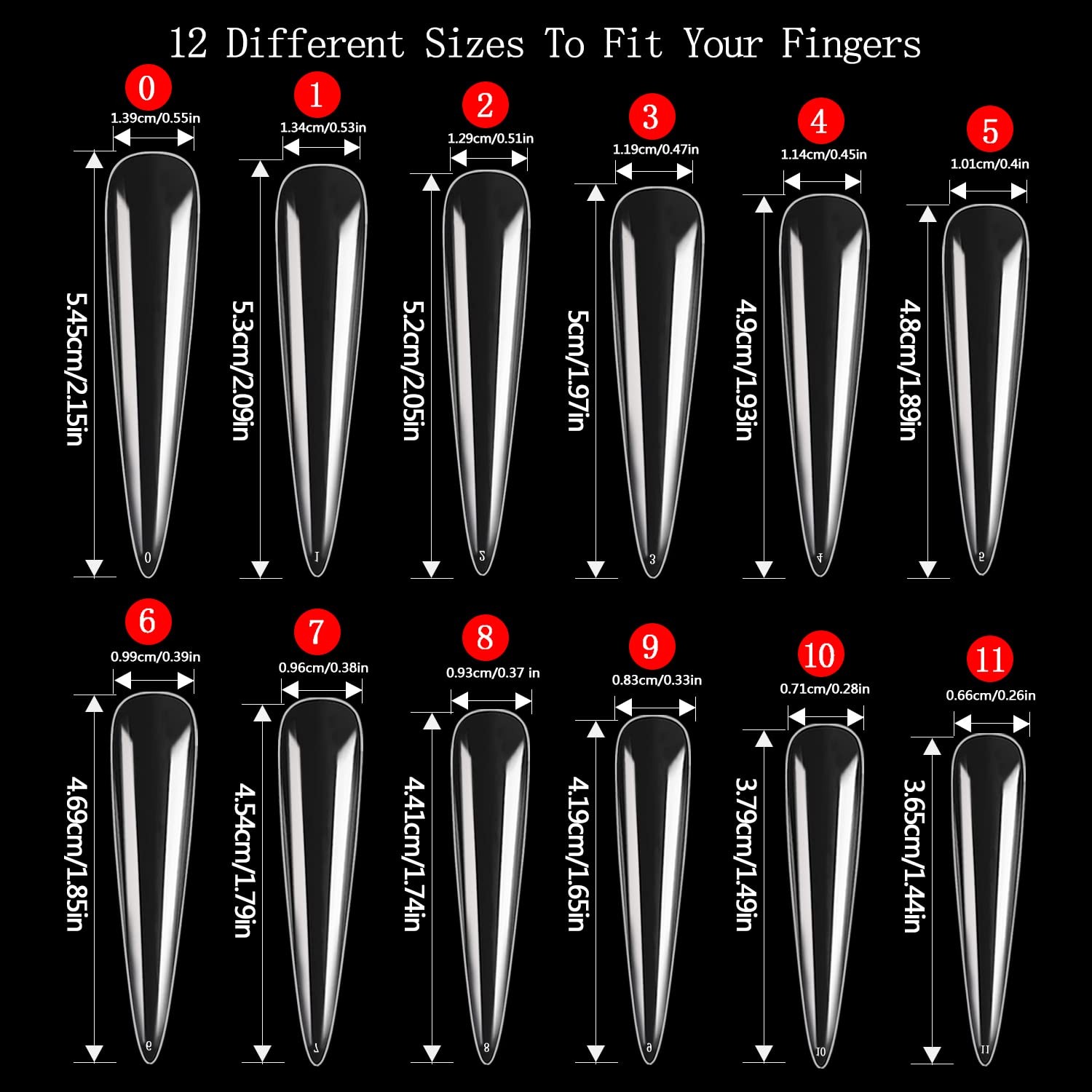 600PCS No C Curve Stiletto Nail Tips, XXXL Extra Long Stiletto Full Cover Nai…