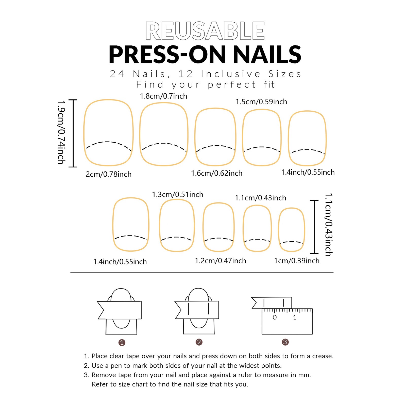 Blush Pink Press On Fake Nails with Strawberry Printed,Cute Squoval False Nail