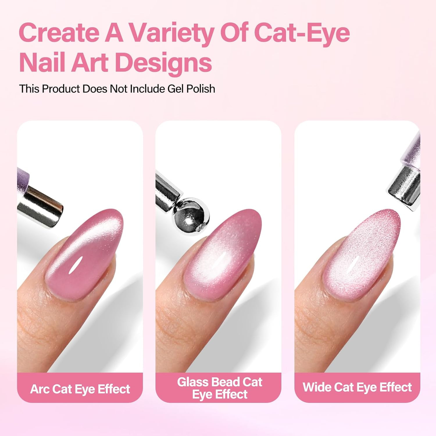 EBANKU 3-In-1 Cat Eye Magnet Nail Art Tool, Double-Head Cylindrical & round Ball