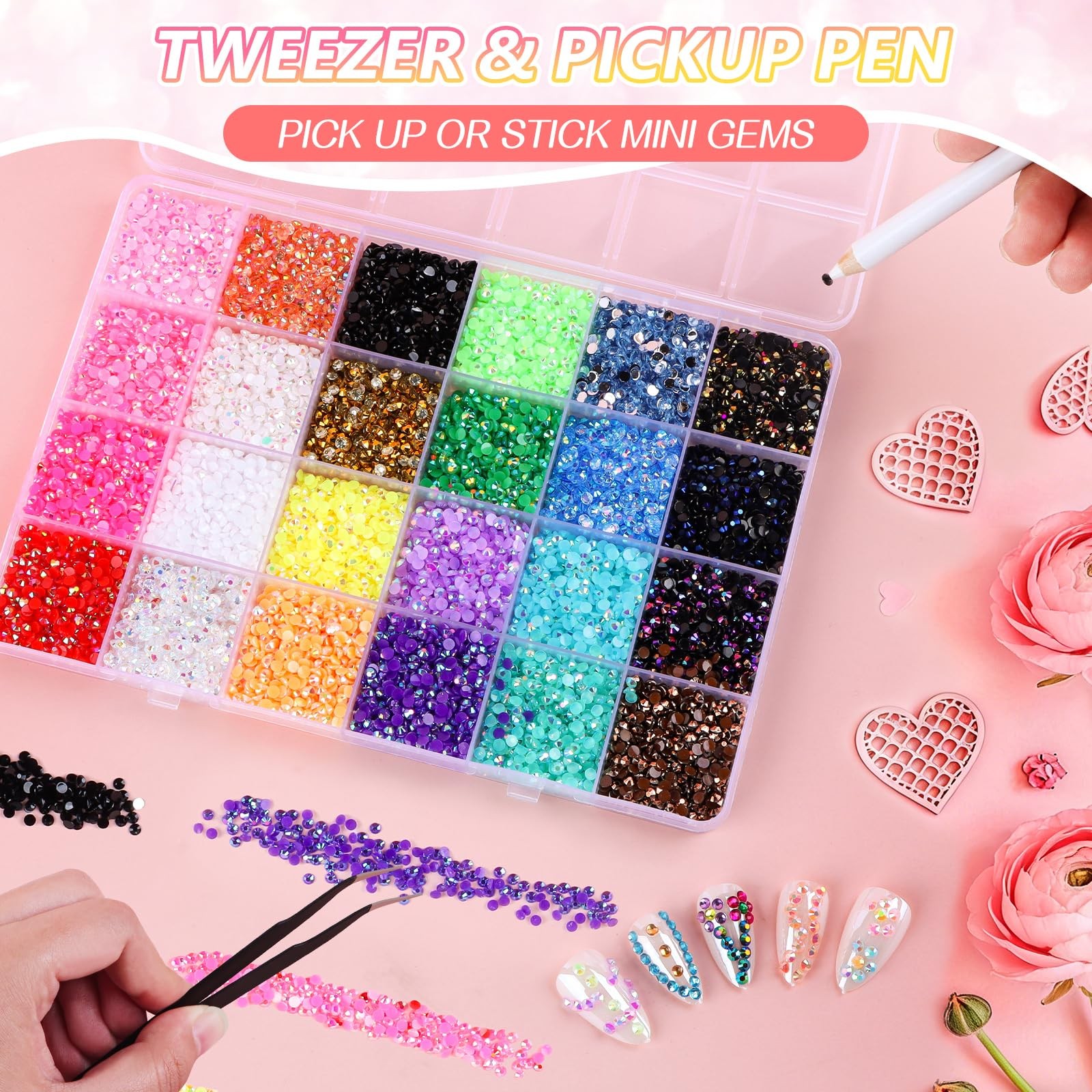 48000Pcs 48 Colors Jelly Rhinestones for Bedazzling and Diamond Art,3mm Resin…