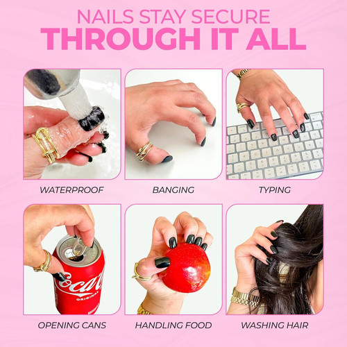 LUXXI Super Strong Brush On Nail Glue for Press Nails | Best Pink Gel