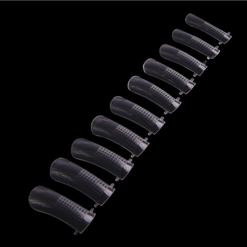100Pcs Transparent Plastic Dual Nail Forms UV Gel Full Cover Mold Size Scale