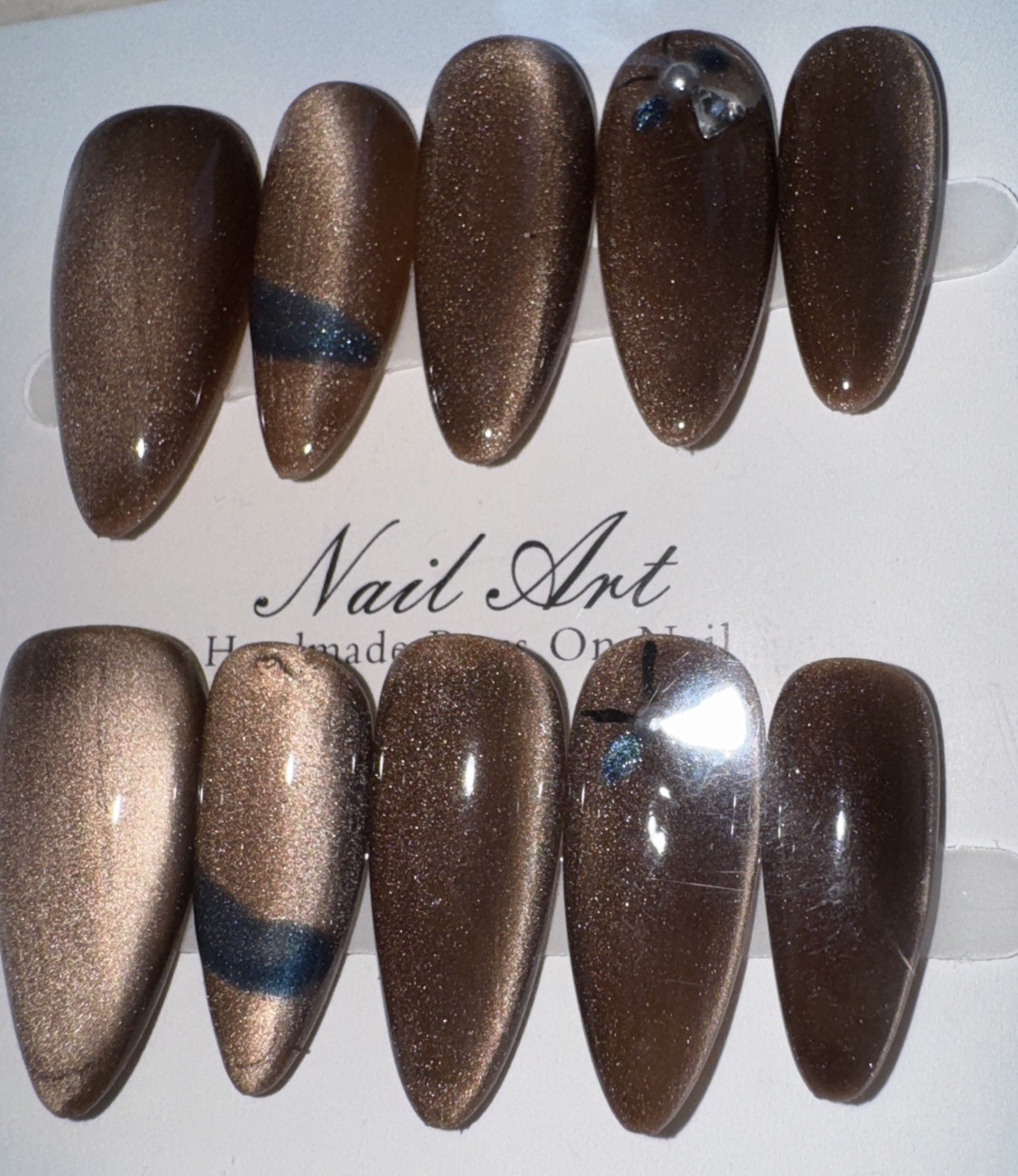 4 Packs Of 10pcs Almond Press On nails | 3D Unique Designs| Size M | Reusable (8