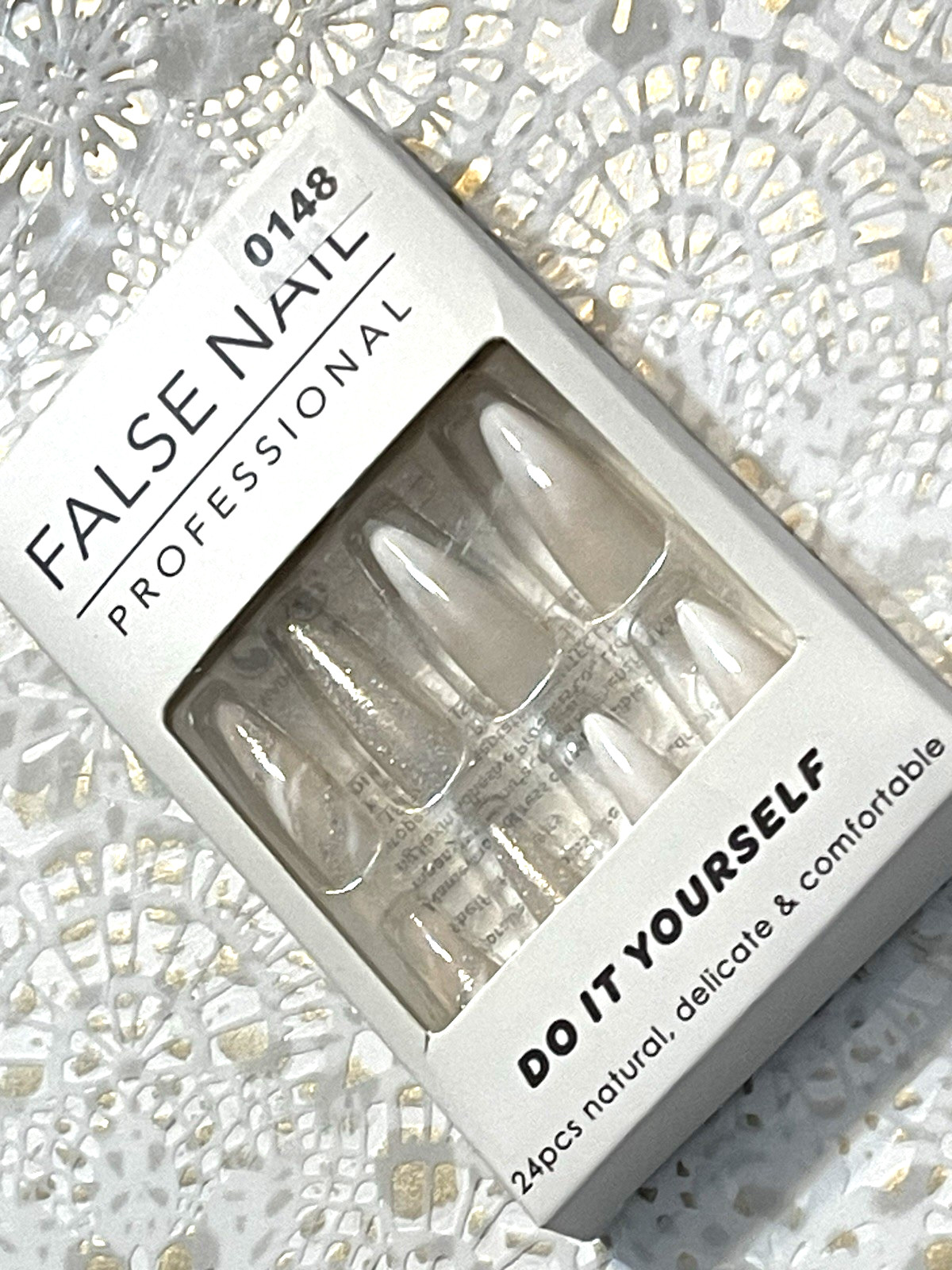 False Nail Professional Do It Yourself NUDE & WHITE OMBRÉ & CHAMPAGNE GLITTER