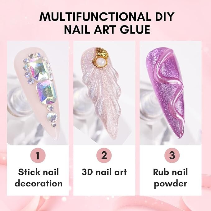 Makartt Nail Rhinestone Glue Gel 1.06Oz Nail Lamp Needed Gem Glue Gel Super Stro
