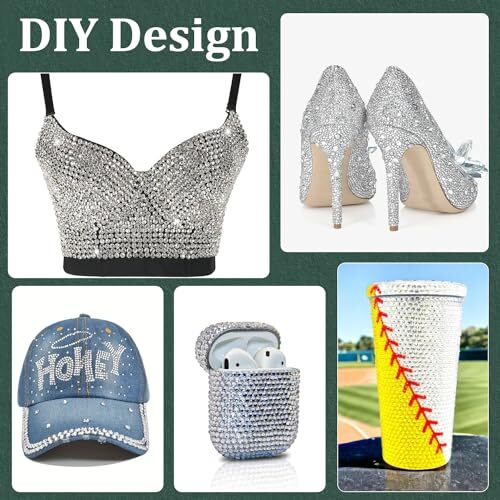 Resin Rhinestones for Crafting with 1 Small Pack with Glue 01 Silver Clear