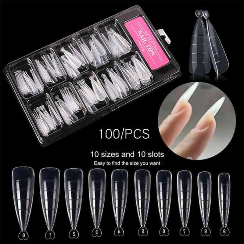 Fake Nails Clear Full Cover System Gel 100Pcs Nails Tips Mold Dual Forms