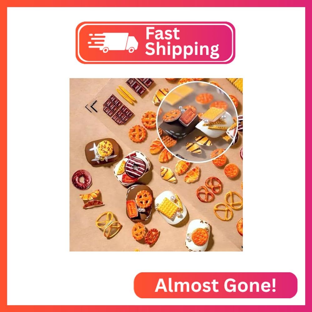 Dedyel Food Nail Art Stickers 3D Cake Dessert Donut Ice Cream Cookies Fruit Brea