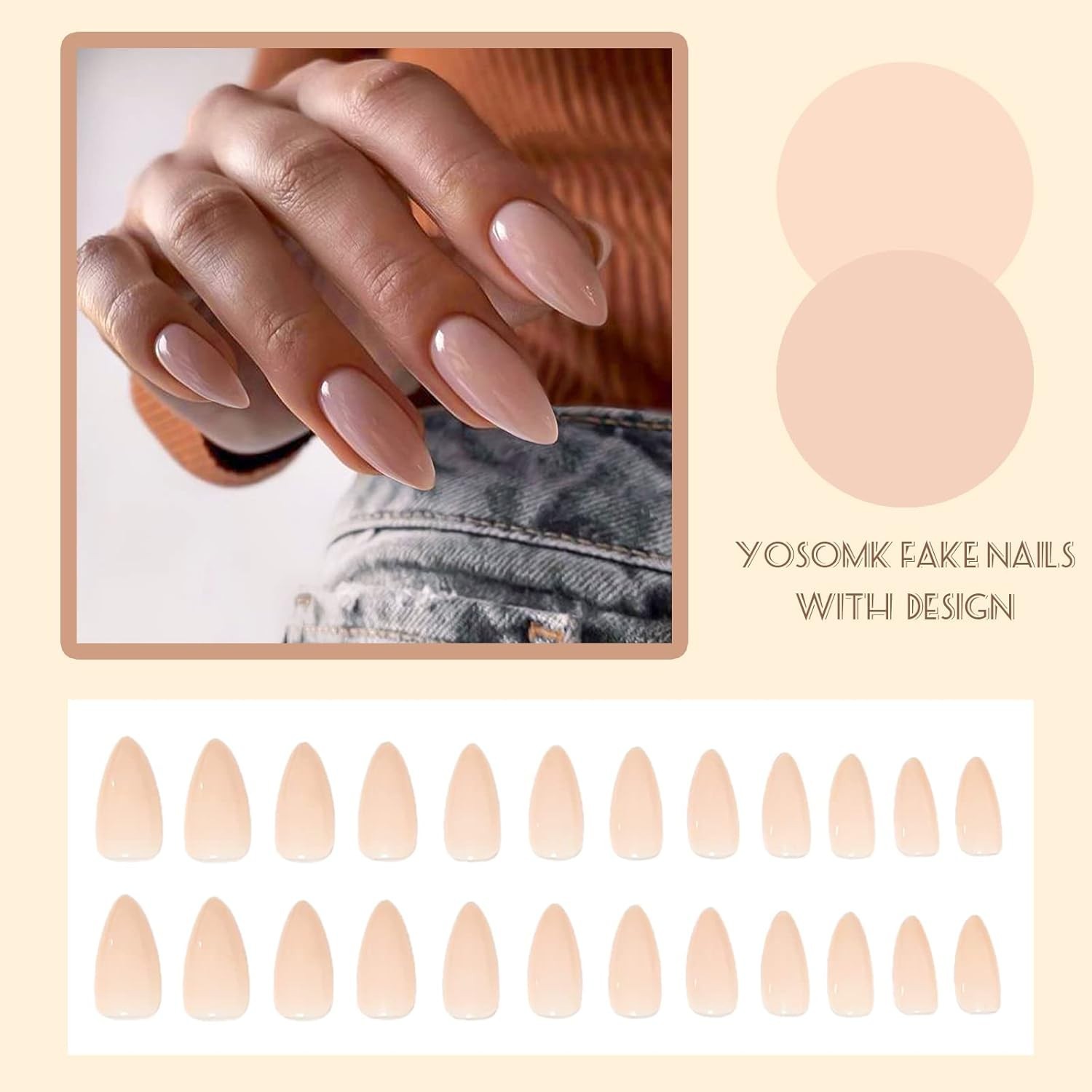 Gorgeous Almond-Shaped Acrylic Press On Nails – Easy Application & Removal