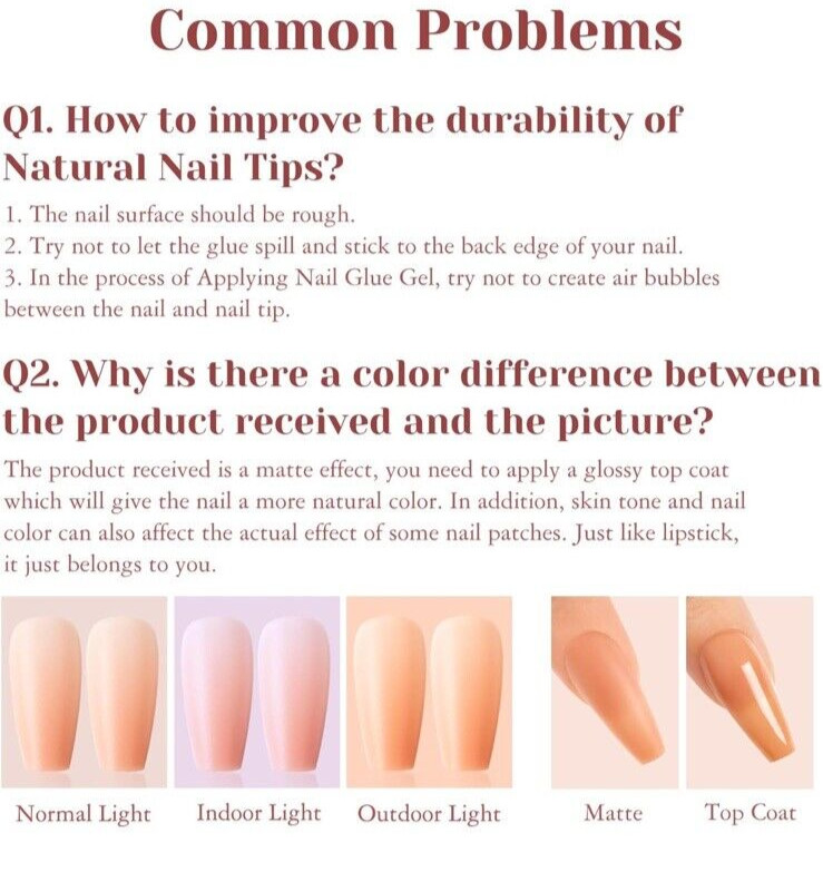 Deep Nude Coffin Nail Tips, 200 PCS Natural Brown Brown Nude Coffin Nail Tips