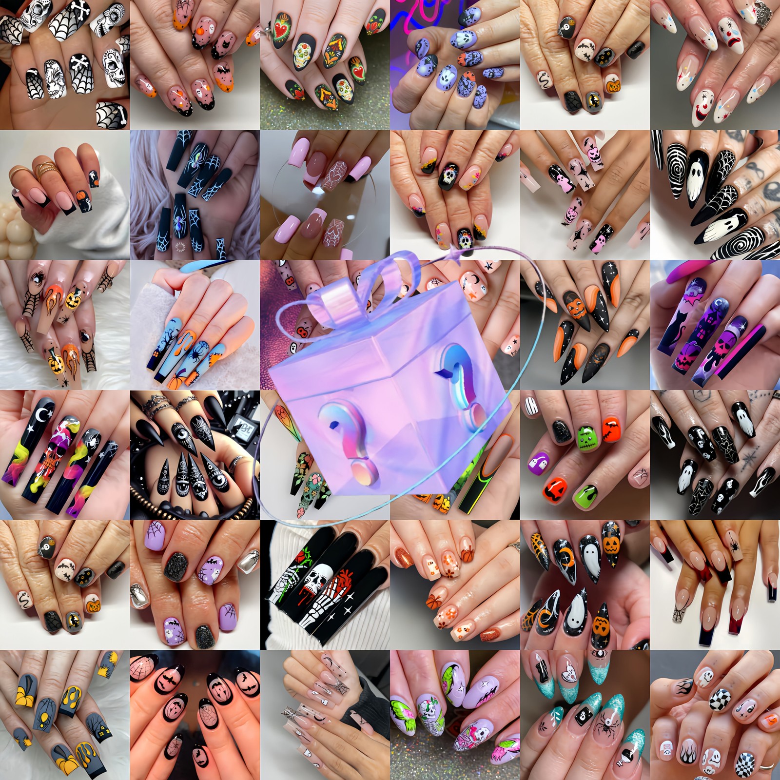 1LB Random Press On Nails Mixed Styles Random Shapes Bulk Fake Nail Set Designs