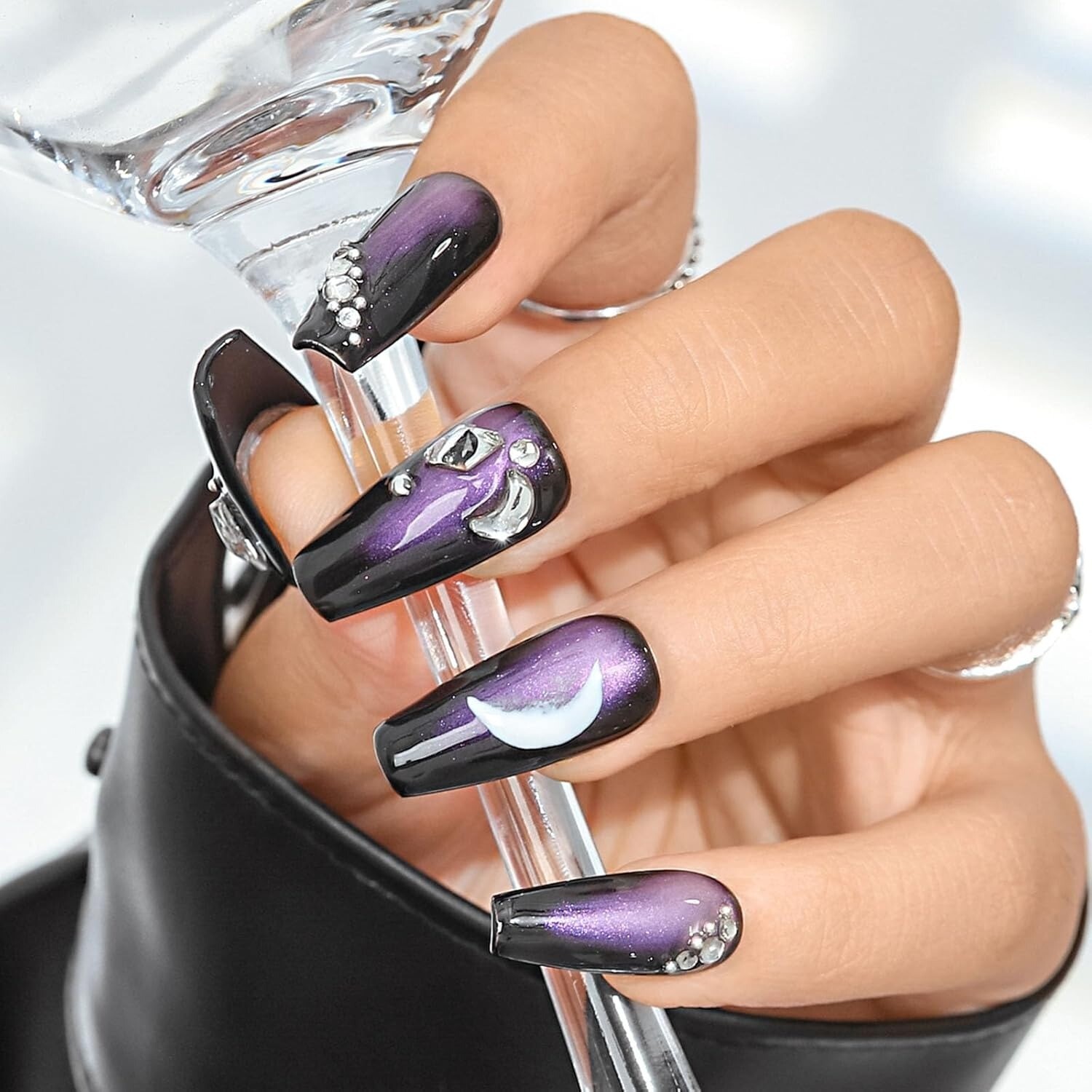 10 Piece 3D Reusable Handmade Press On Nails Set Elegant Galaxy