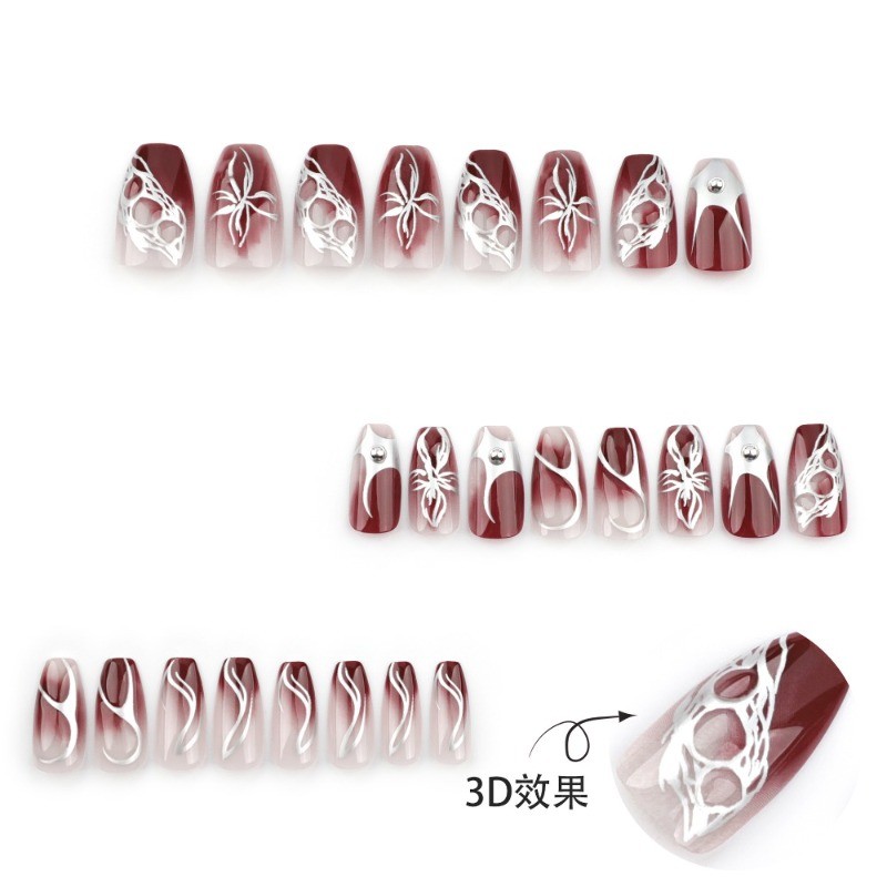 48 Pcs of Ballet Style Gradient Dyeing, Detachable and Reusable Short Nail Art