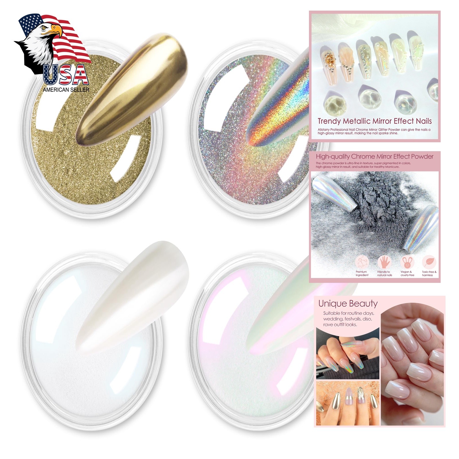 Allstarry Chrome Nail Powder A-Moonlight Mermaid