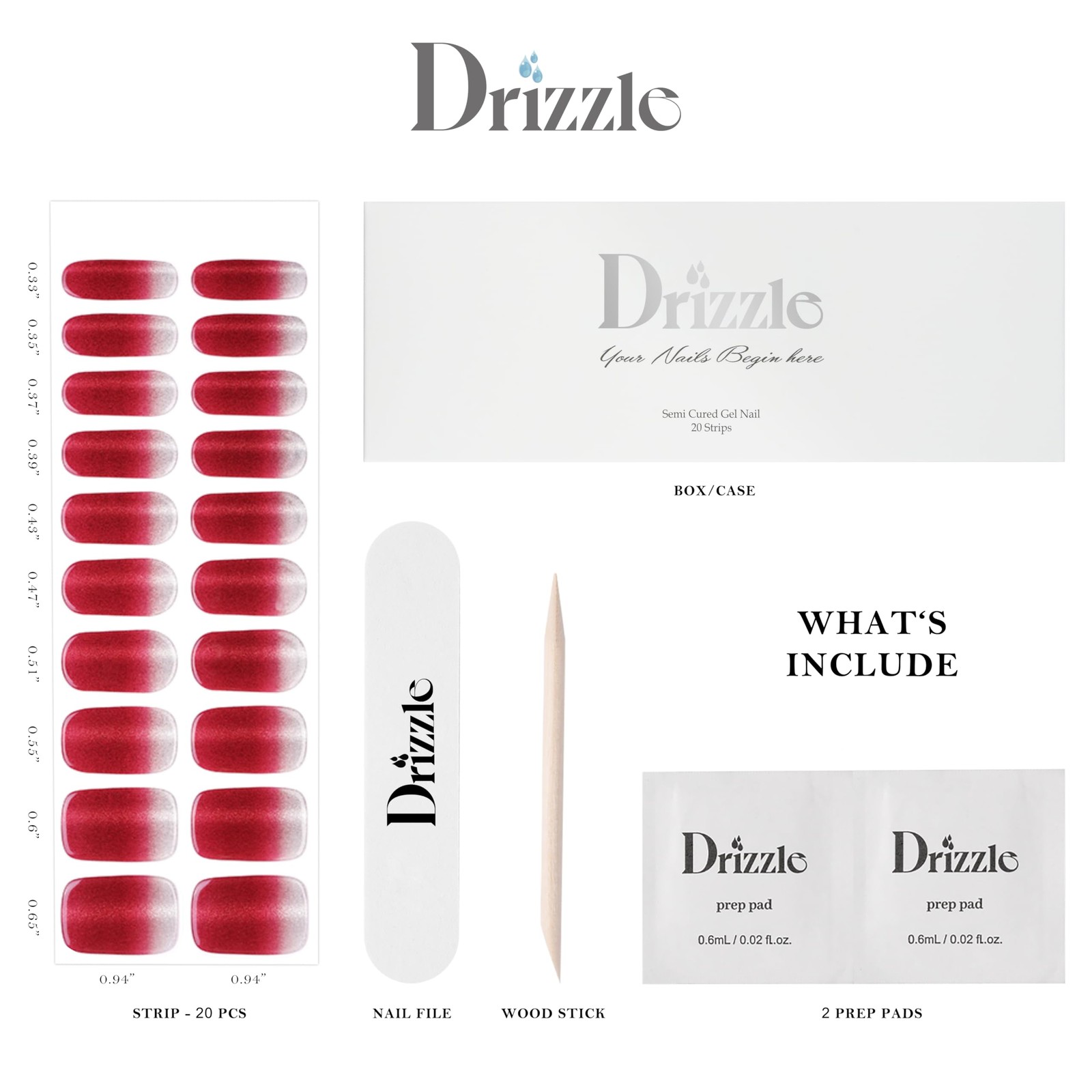 Drizzle Semi Cured Gel Nail Strips, Real Polish Art Stickers (UV Addict