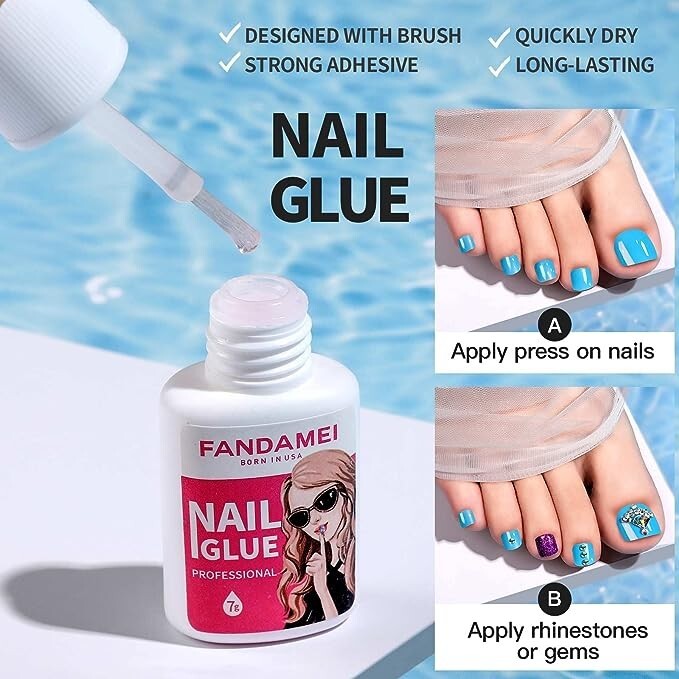 Glue On Press On Toe Nails 12 Colors 24 Each 288 Nails Total Short Square A1