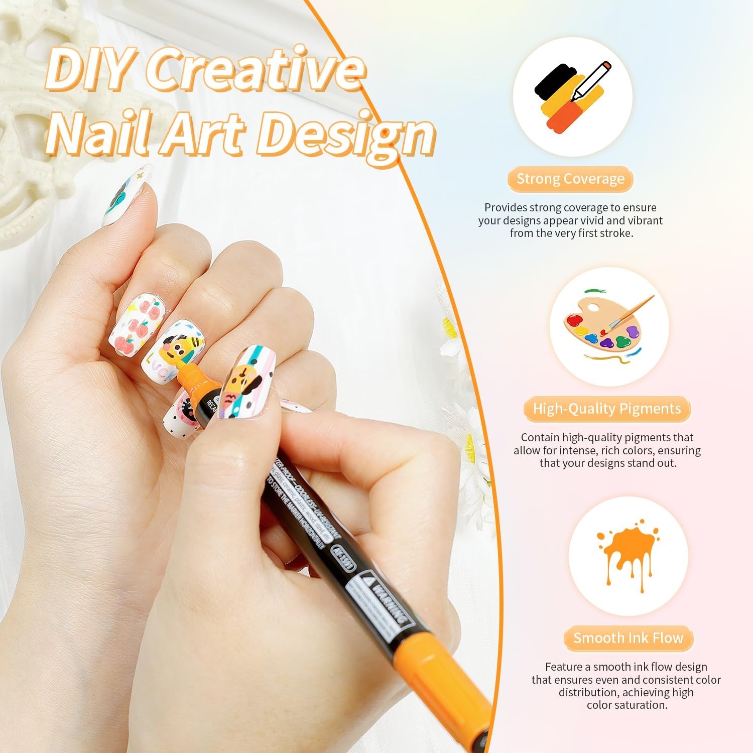 12 Colors Nail Art Pens Set – Double-Ended Acrylic Markers for Intricate Designs