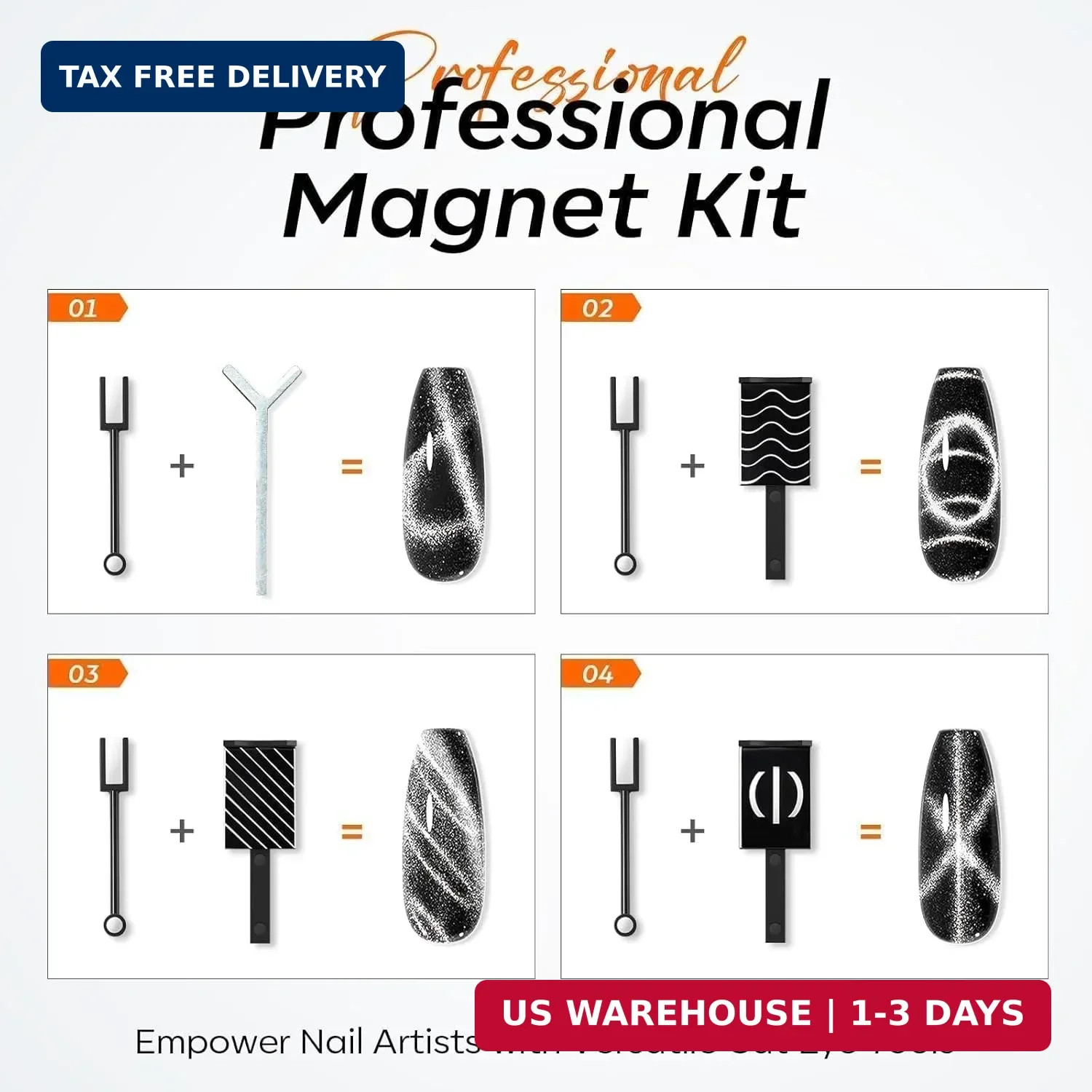 modelones Cat Eye Magnet Set, 15PCS Multi-Shape Nail Magnet for Cateye Gel Polis