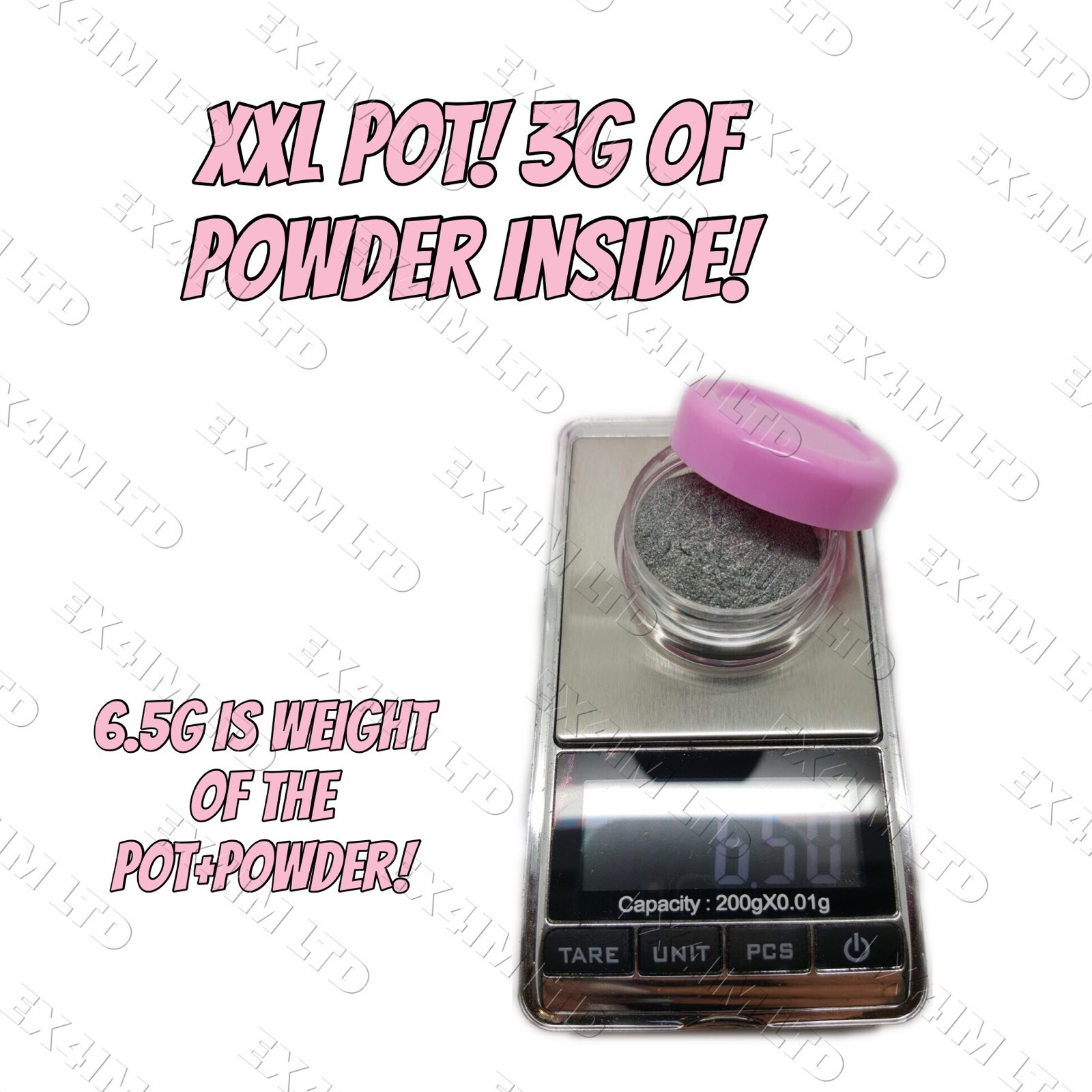 3g Large Pot Holographic Powder 15 Microns UNICORN Rainbow Ultra Fine Pigment