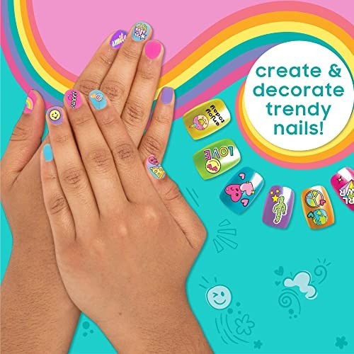 Nail Art Kit 6 Polishes 2 Adhesive Nail Sets Decals Glitter File Vegan